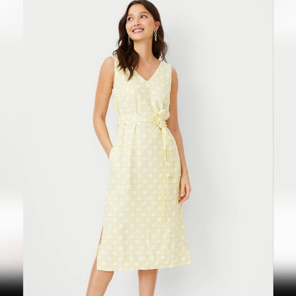 Ann Taylor Rattan tie waist sheath dress